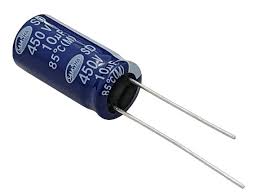 10µF capacitor (450V). Used in switch-mode power supplies.