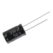 330µF capacitor (50V). Bulk capacitance for power supplies.