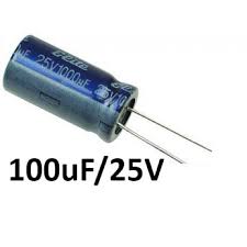 100µF capacitor (25V). For 5V/12V power supply smoothing.
