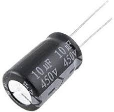 10µF capacitor (450V). Used in switch-mode power supplies.